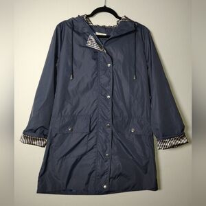 SoTeer Navy Women's Raincoat with Hood Size Medium